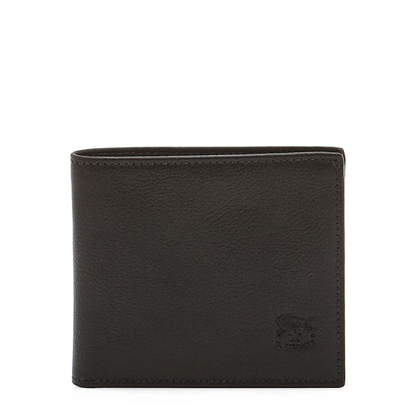 Men's bi-fold wallet in calf leather color black
