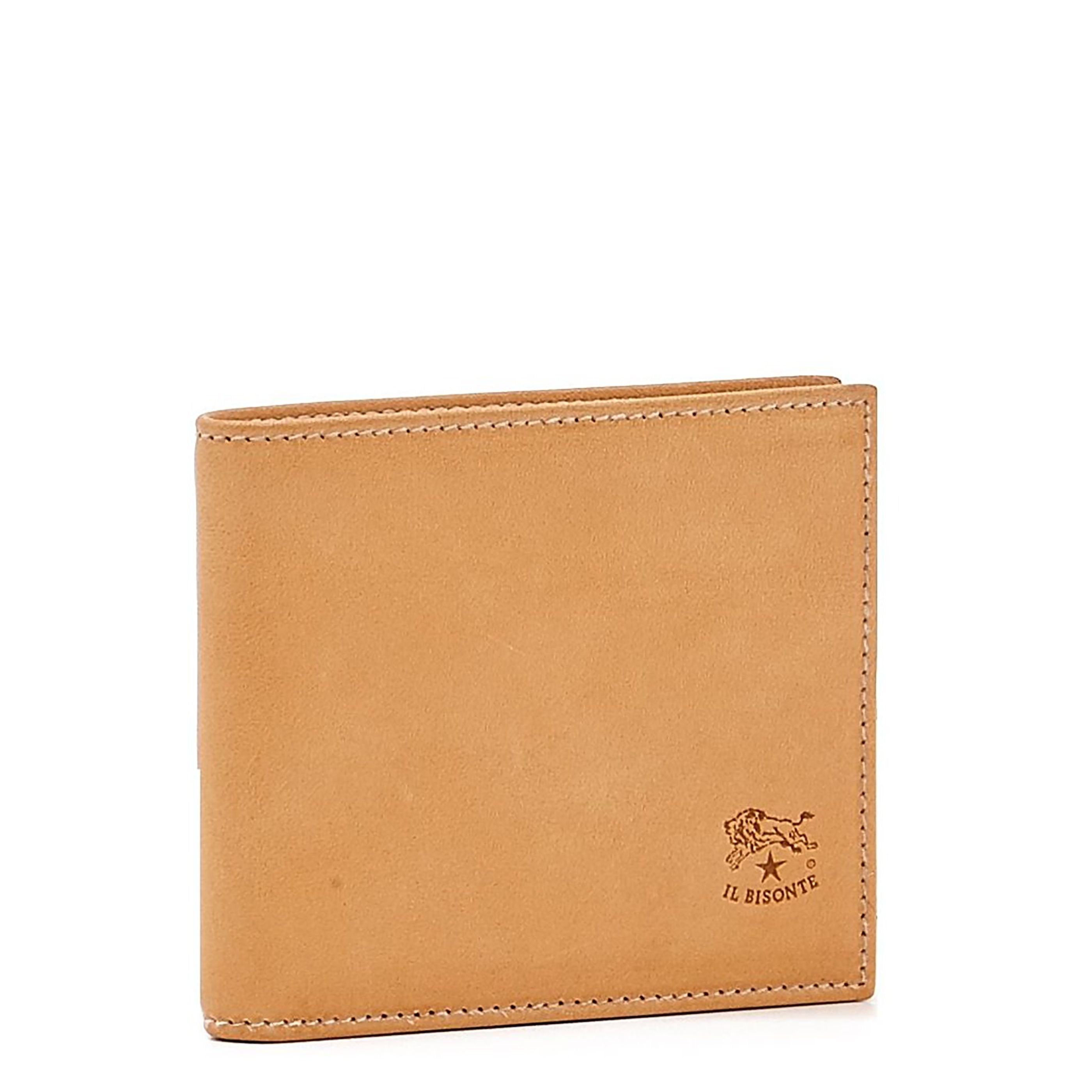 Men's bi-fold wallet in calf leather color natural