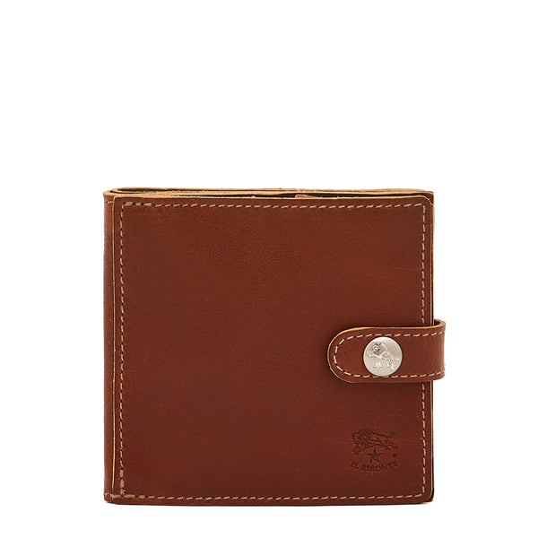 Men's bi-fold wallet in vintage leather color sepia