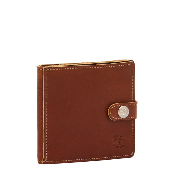 Men's bi-fold wallet in vintage leather color sepia