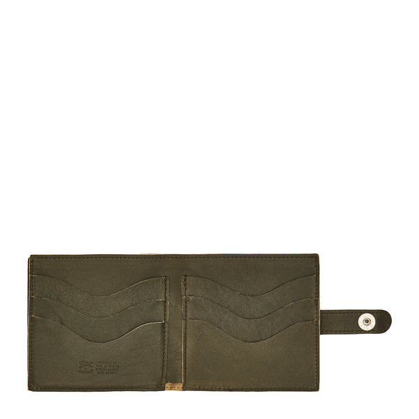 Men's bi-fold wallet in vintage leather color forest