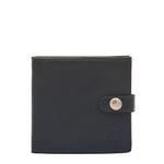 Men's bi-fold wallet in calf leather color blue