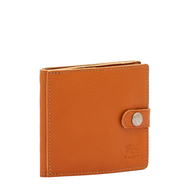 Men's Bi-Fold Wallet in Calf Leather color Caramel