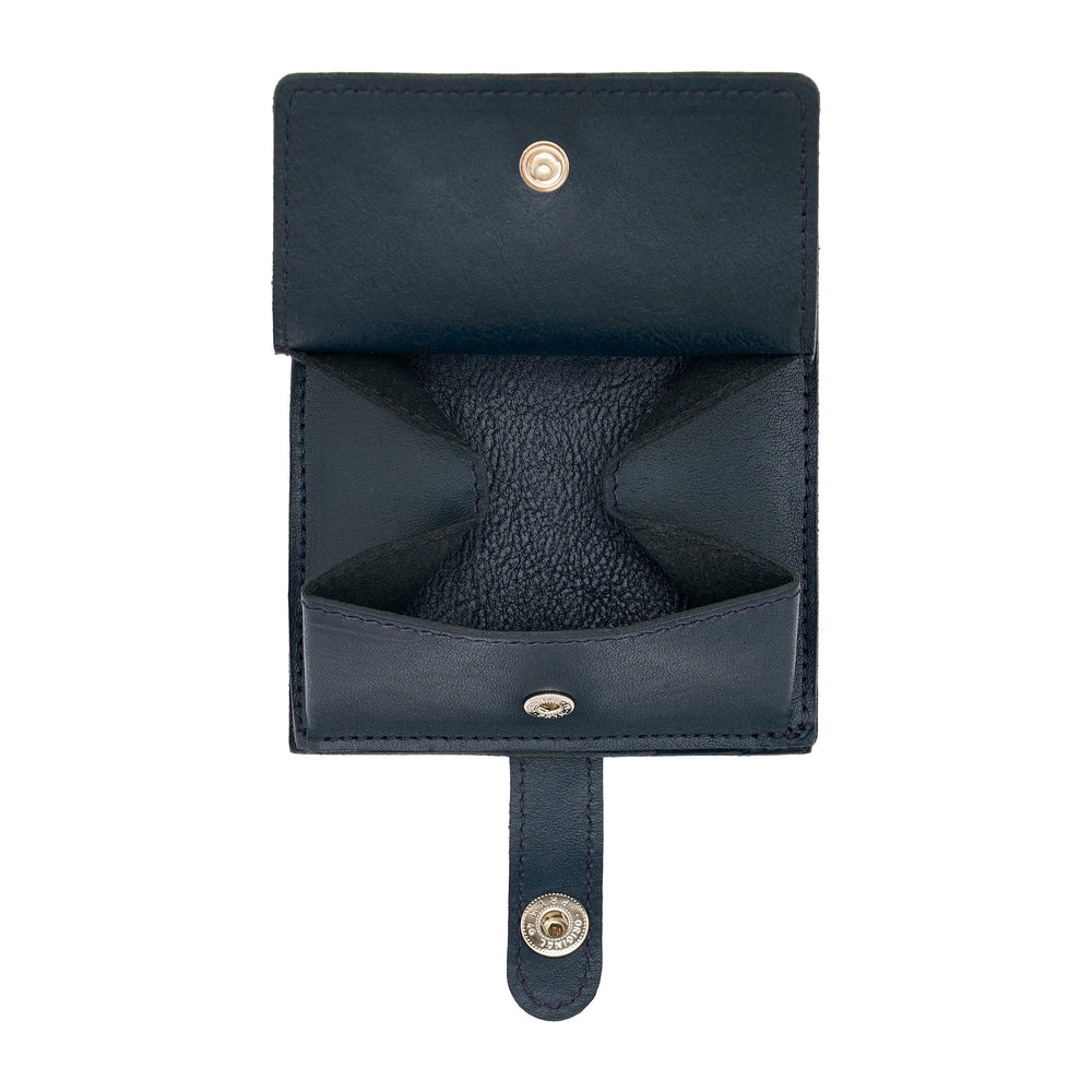 Portafoglio a libro da uomo in pelle invecchiata colore blu mezzanotte — 
product detail view
 — 4 of 5