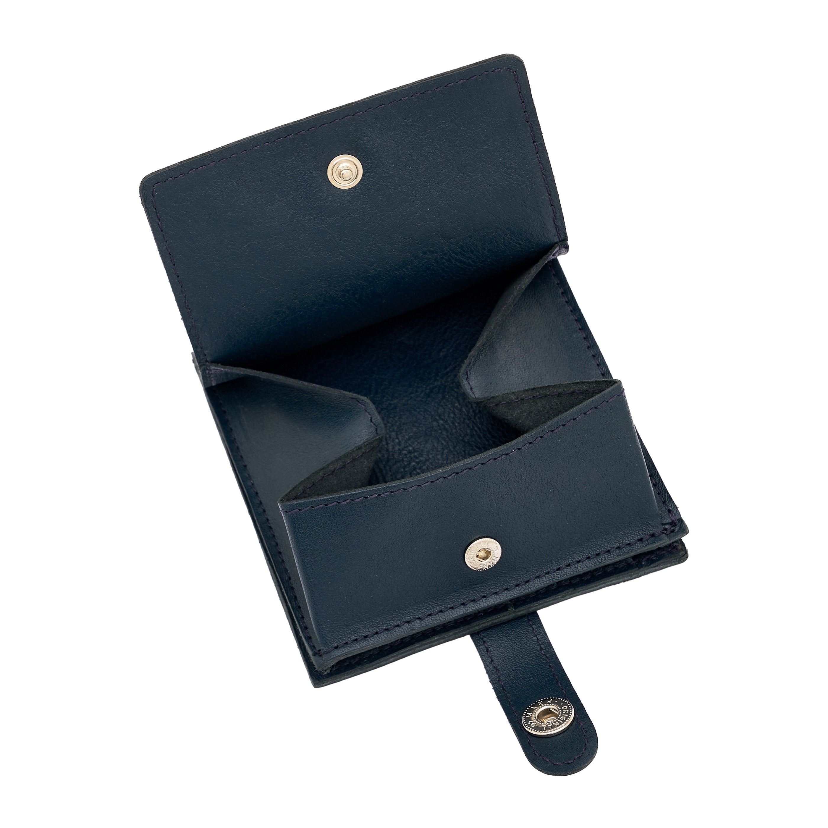 Portafoglio a libro da uomo in pelle invecchiata colore blu mezzanotte — 
product detail view
 — 5 of 5