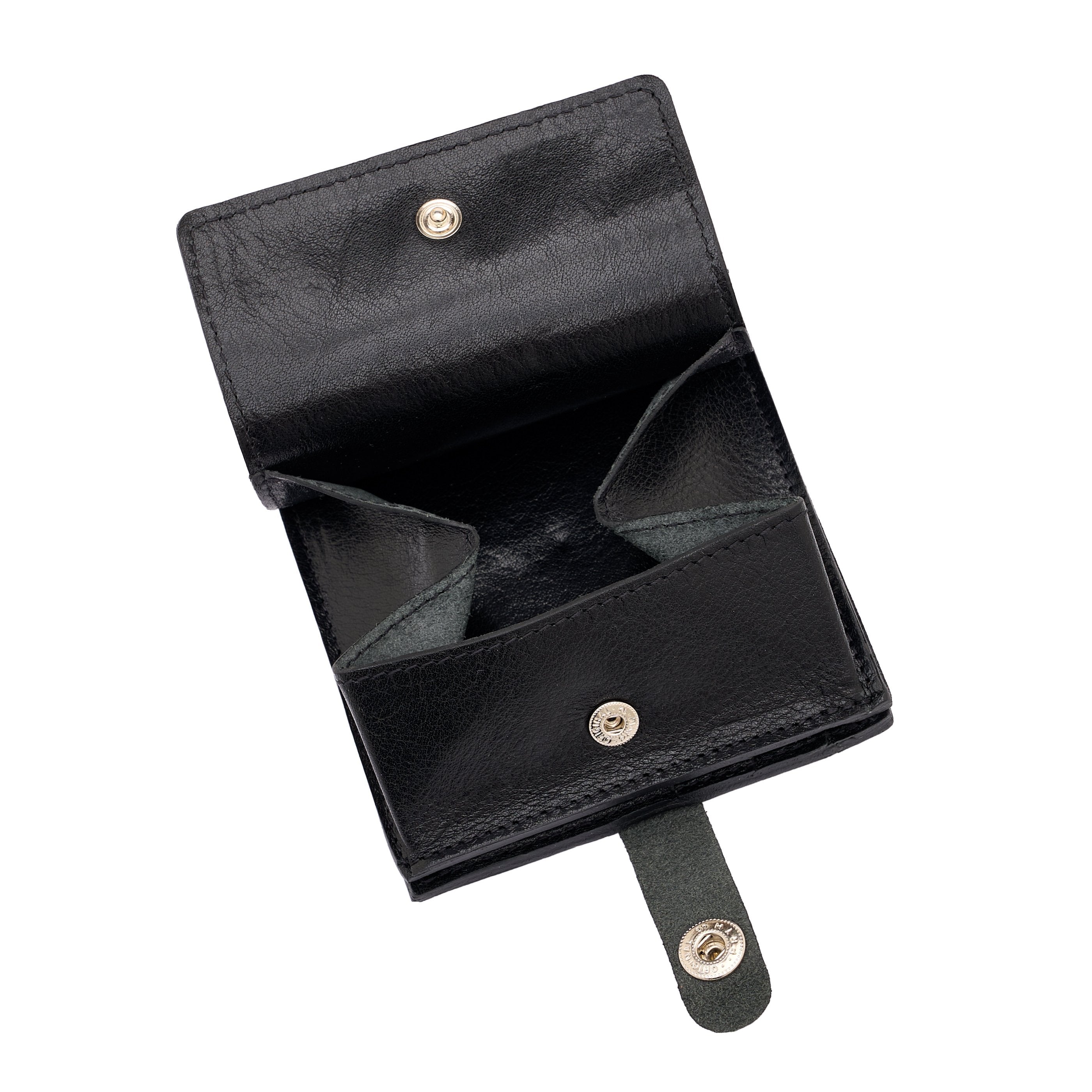 Men's bi-fold wallet in leather color black — 
back or detail view
 — 3 of 4