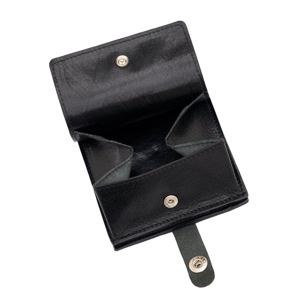 Men's bi-fold wallet in leather color black