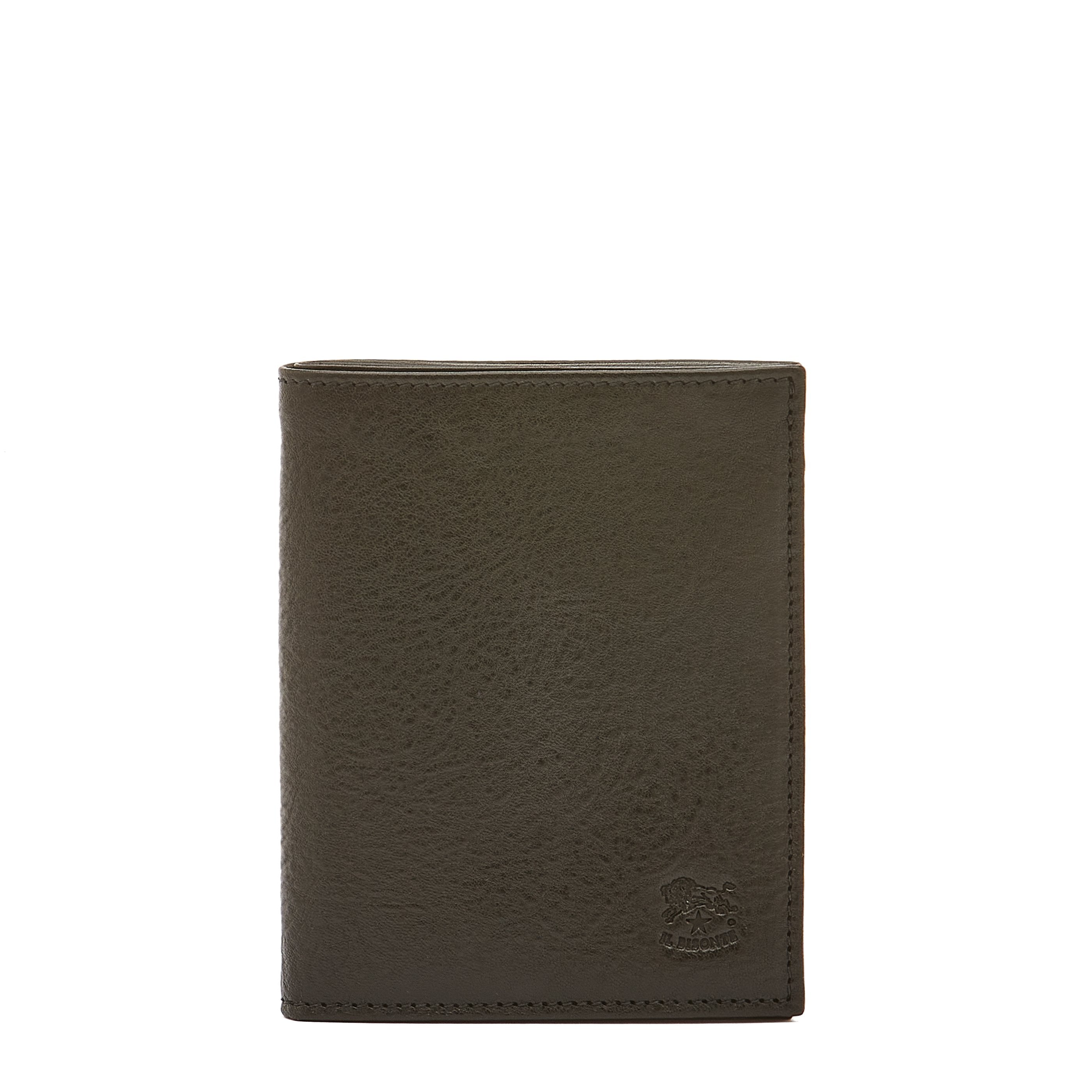 Men's bi-fold wallet in calf leather color black – Il Bisonte