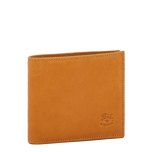 Men's bi-fold wallet in vintage leather color natural