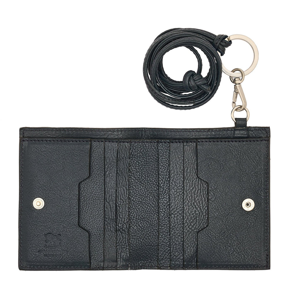 Archetipo | Men's bi-fold wallet in vintage leather color mezzanotte blue