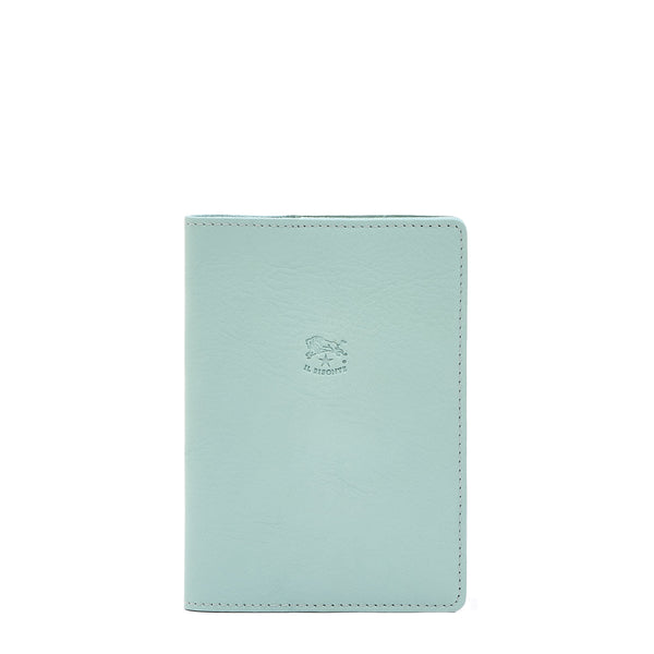 Porta Passaporto in pelle colore celeste botticelli