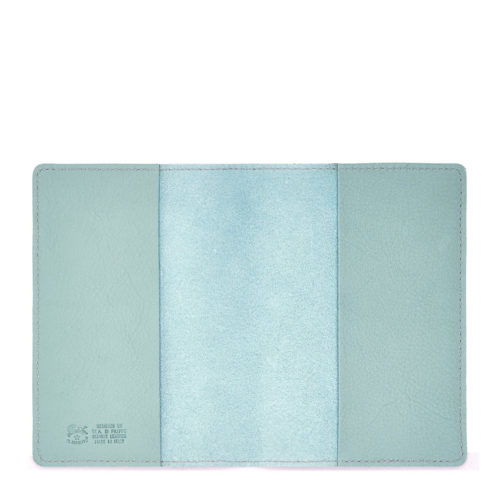 Porta Passaporto in pelle colore celeste botticelli