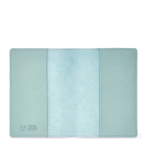 Porta Passaporto in pelle colore celeste botticelli