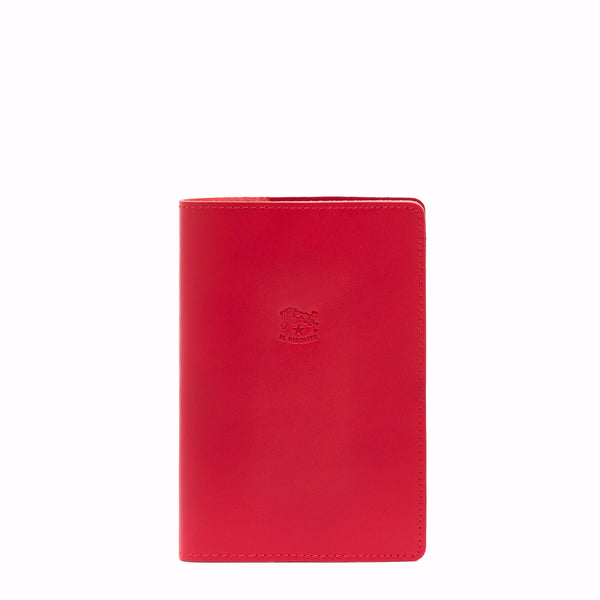 Porte passeport en cuir couleur rouge vif — 
front view
