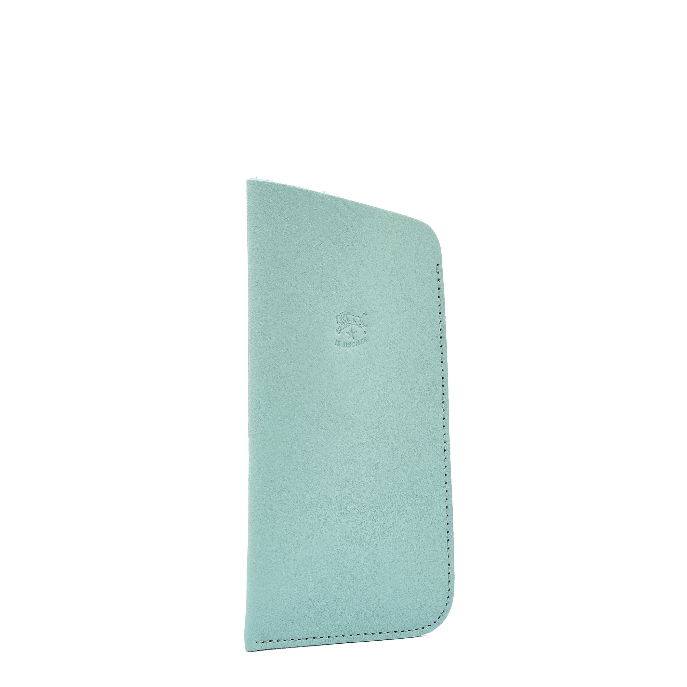 Glasses case in leather color sky blue botticelli