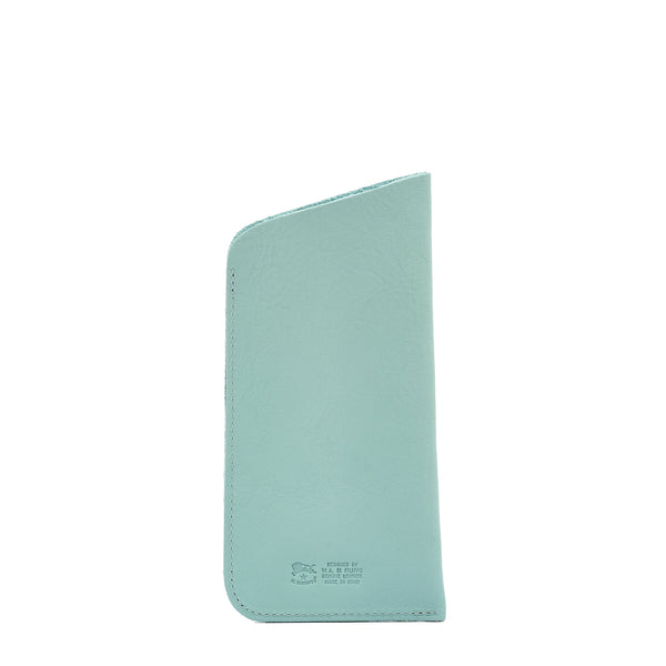Glasses case in leather color sky blue botticelli