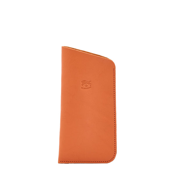 Glasses case in leather color orange pontormo