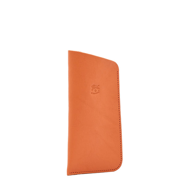 Glasses case in leather color orange pontormo