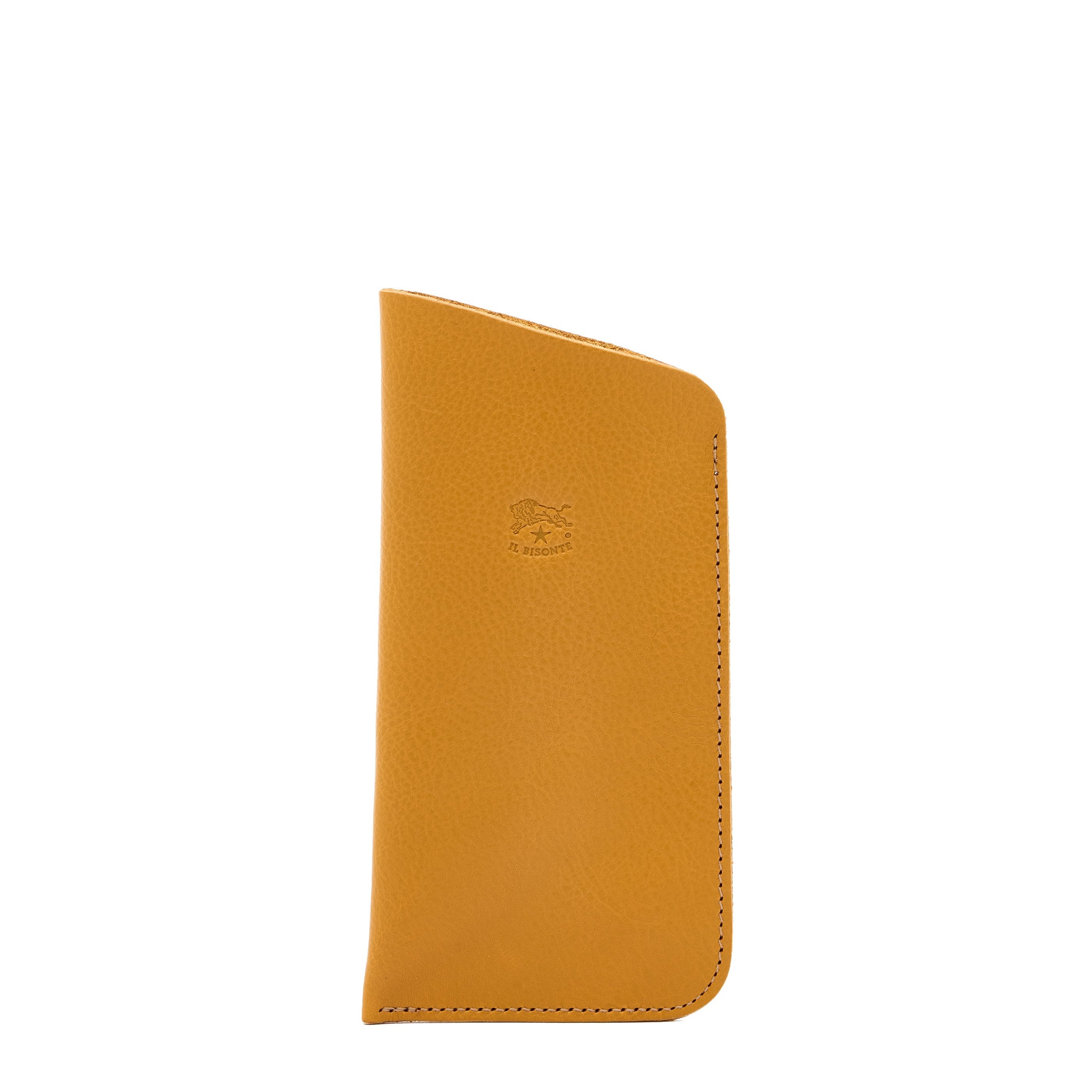 Glasses case in leather color yellow narciso — 
front view
 — 1 of 3