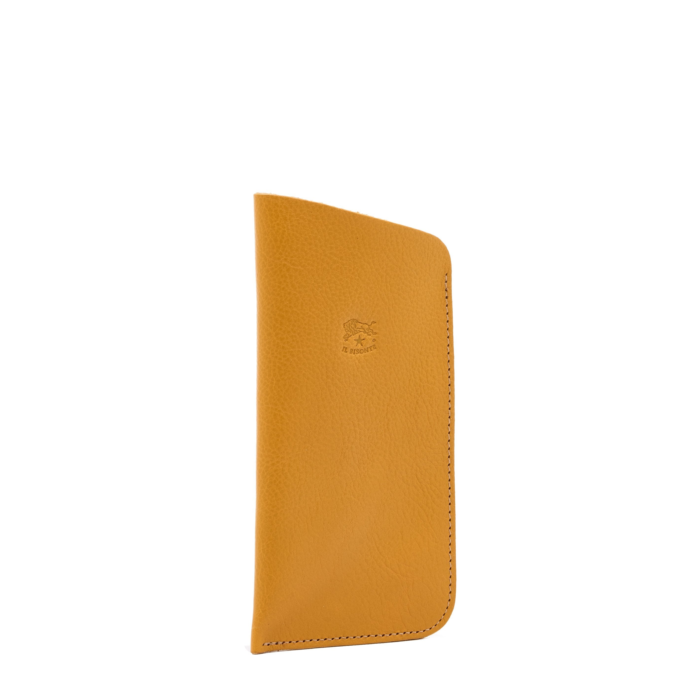 Glasses case in leather color yellow narciso — 
side view
 — 2 of 3