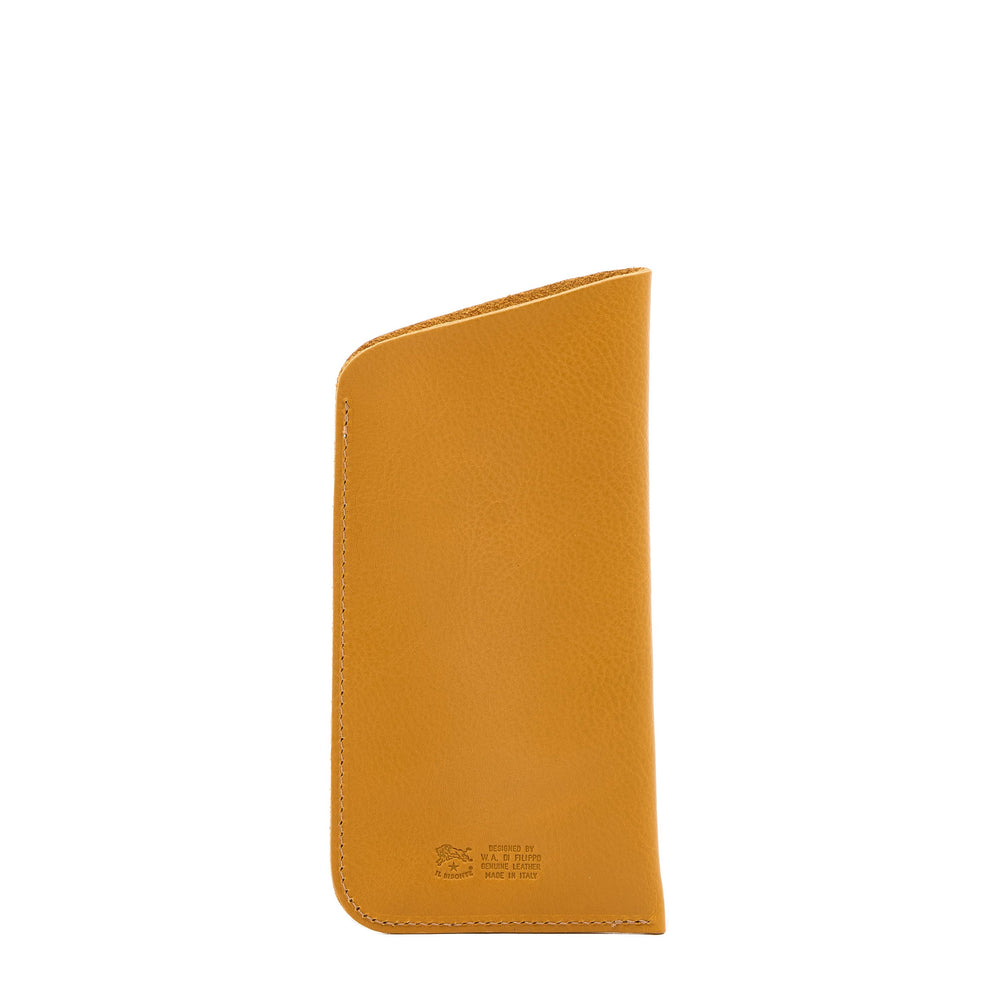 Glasses case in leather color yellow narciso — 
back or detail view
 — 3 of 3