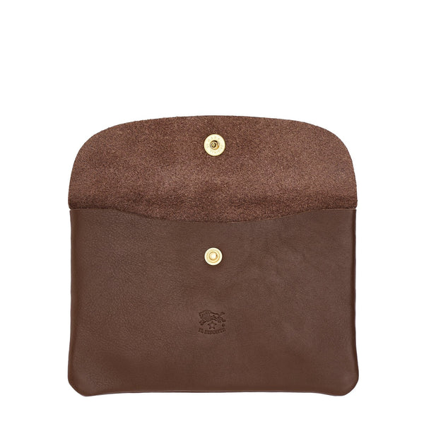 Pochette en cuir couleur marron tabacco