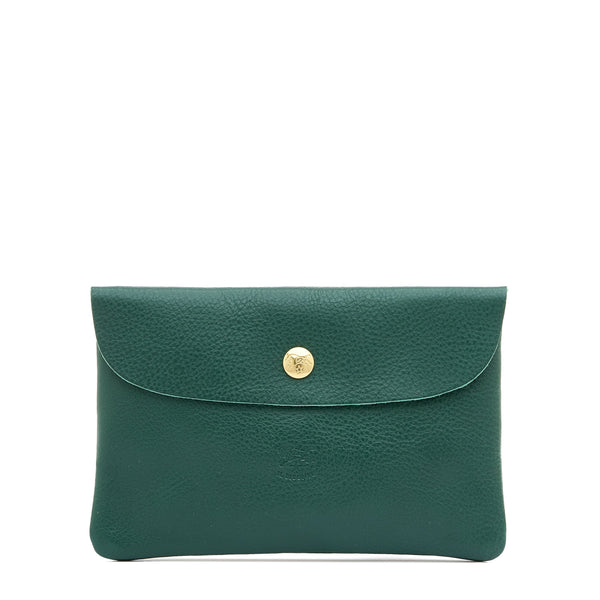 Case  in leather color green oleandro — 
front view
