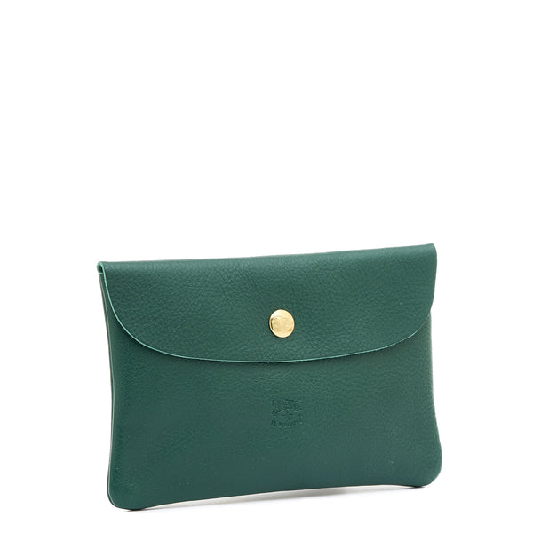 Case  in leather color green oleandro — 
side view
