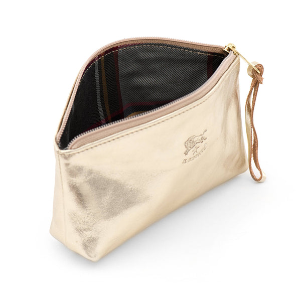 Women's case in metallic leather color metallic platinum