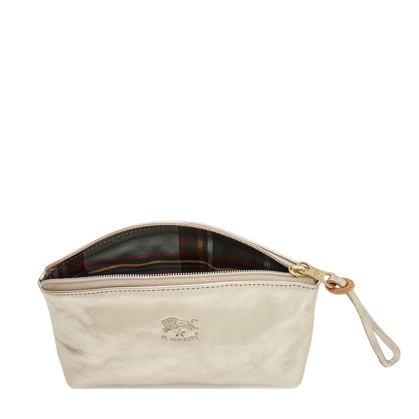 Women's case in metallic leather color metallic platinum — 
interior detail view
 — 4 of 4