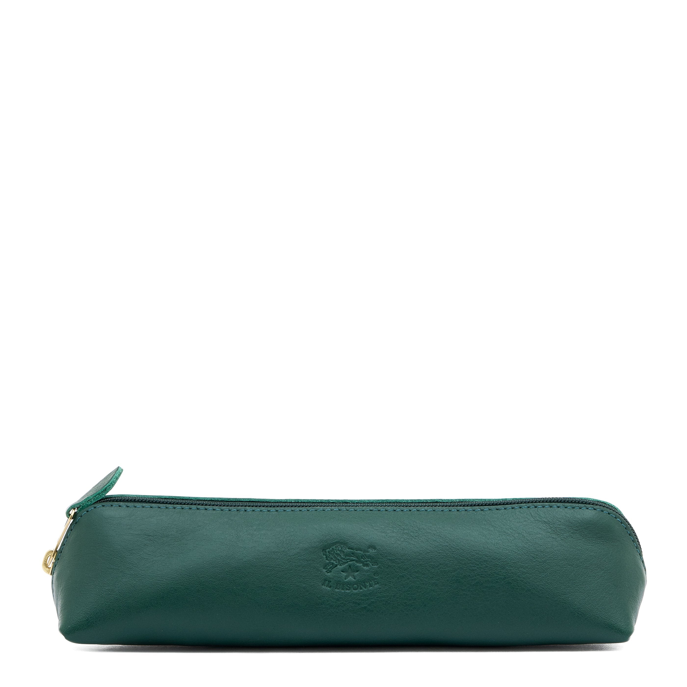 Trousse pour femme en cuir couleur vert oleandro — 
front view
 — 1 of 3