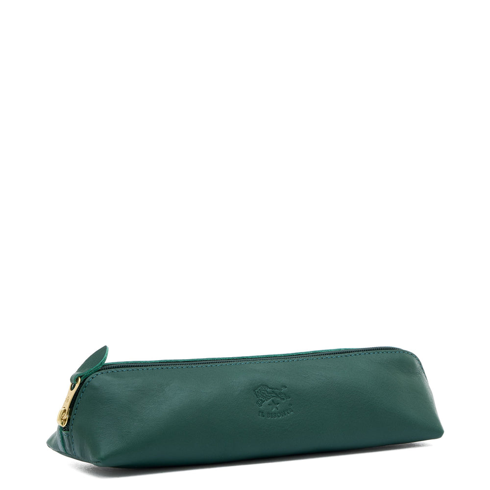 Trousse pour femme en cuir couleur vert oleandro — 
side view
 — 2 of 3