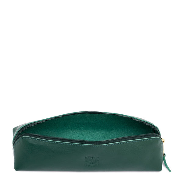 Astuccio da donna in pelle colore verde oleandro