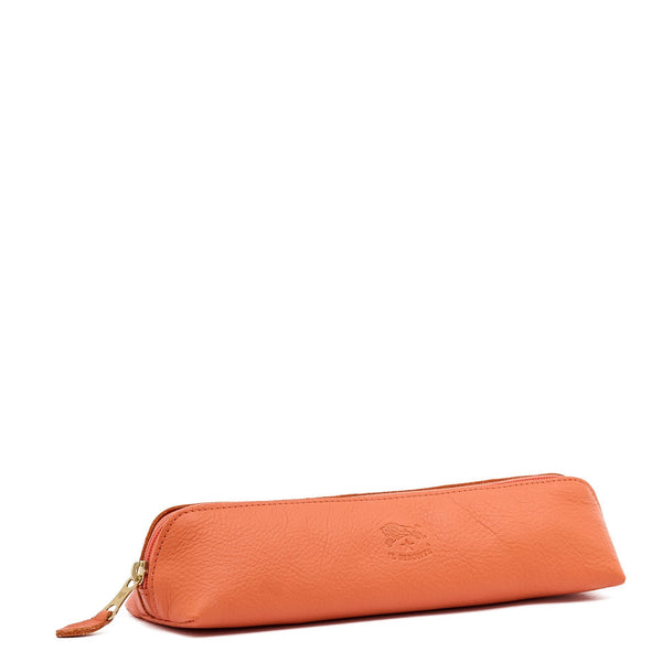 Astuccio da donna in pelle colore arancio pontormo