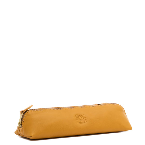 Astuccio da donna in pelle colore giallo narciso — 
side view
