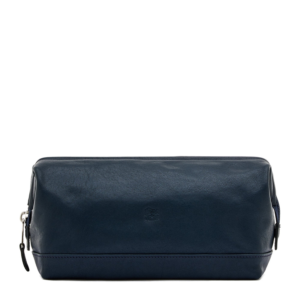 Populonia | Men's case in vintage leather color mezzanotte blue