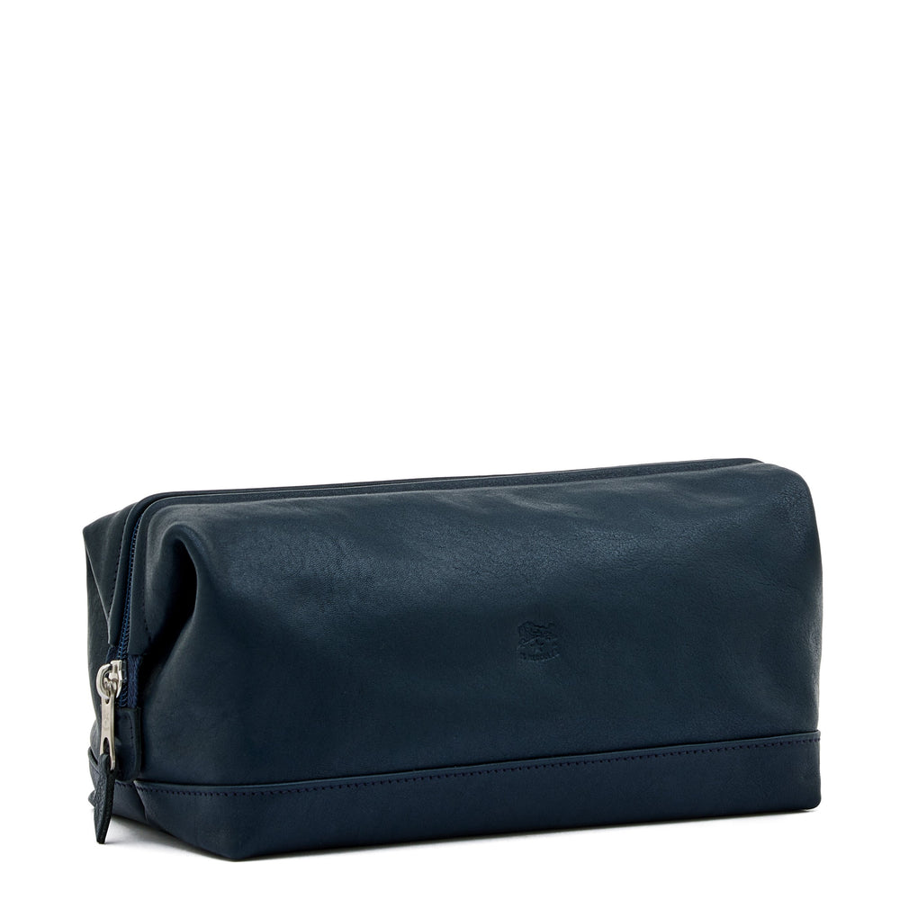 Populonia | Men's case in vintage leather color mezzanotte blue