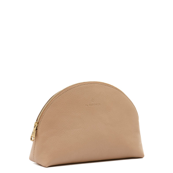 Bigallo | Women's pouch in leather color caffelatte — 
side view
