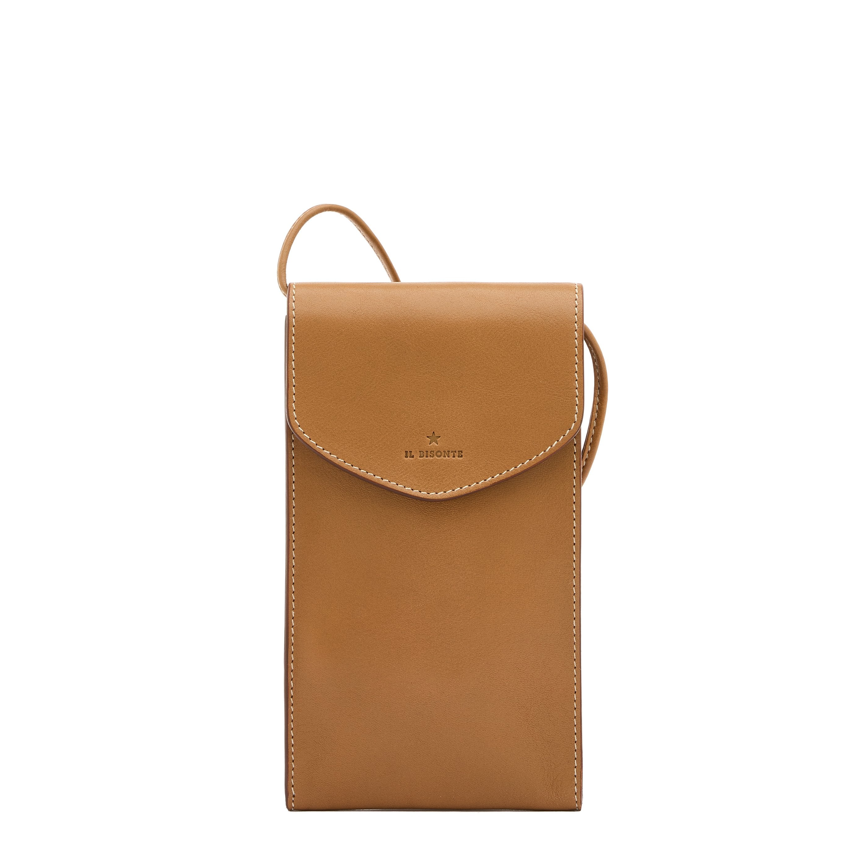 Bigallo | Women's cell phone holder in leather color gianduia — 
front view
 — 1 of 4