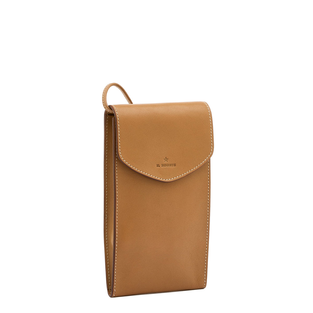 Bigallo | Women's cell phone holder in leather color gianduia — 
side view
 — 3 of 4