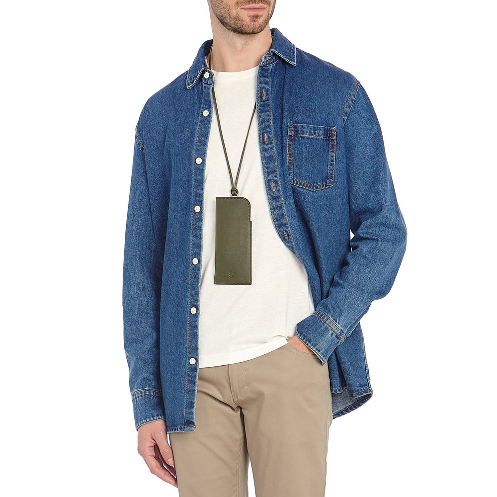 Duccio | Custodia Occhiali da uomo in pelle invecchiata colore bosco