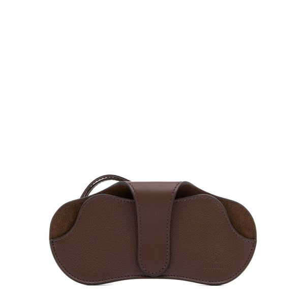 Nina | Women's glasses case in leather color brown tabacco — 
front view
