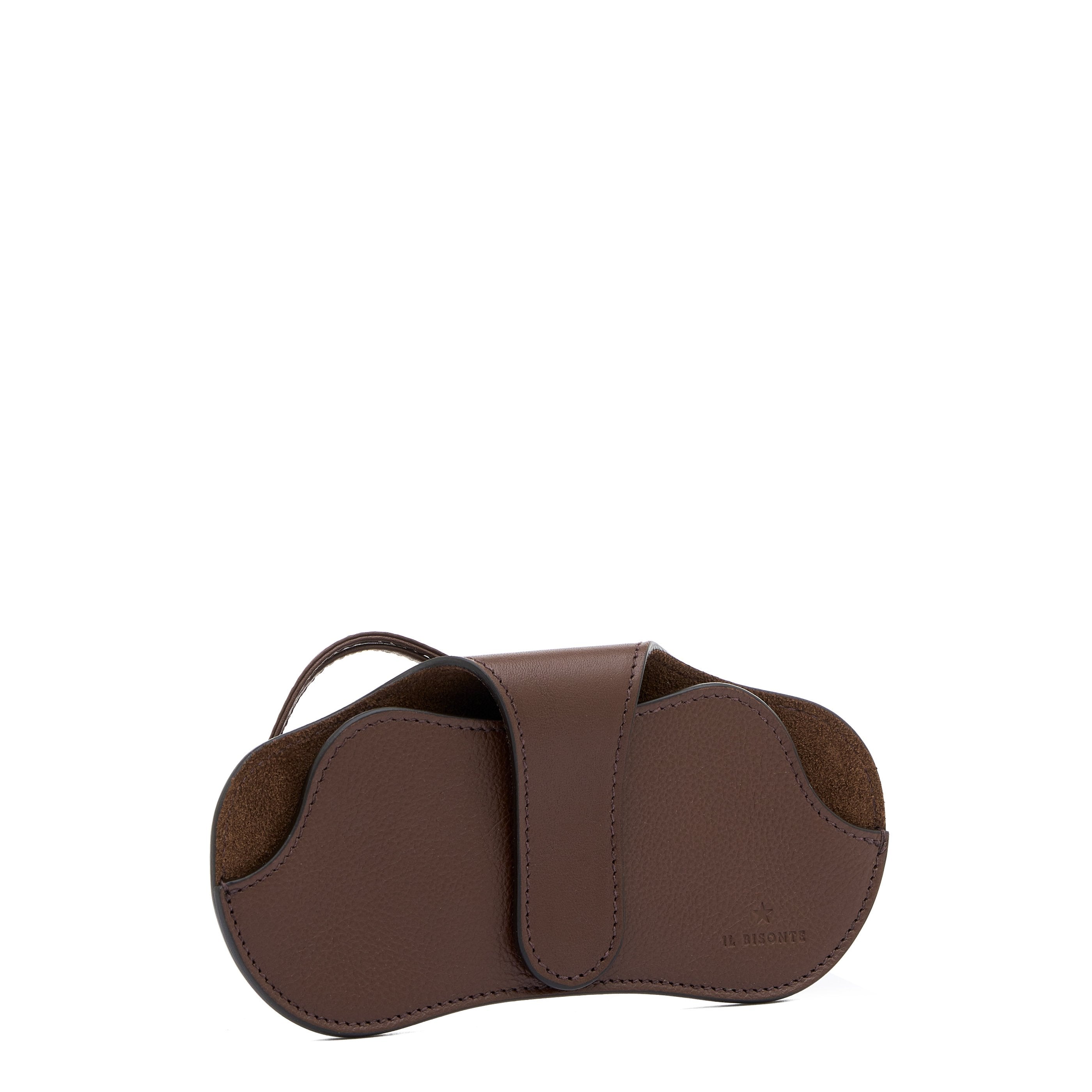 Nina | Women's glasses case in leather color brown tabacco — 
side view
 — 3 of 4