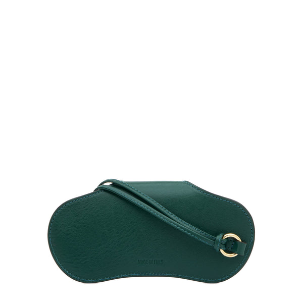 Nina | Women's glasses case in leather color green oleandro