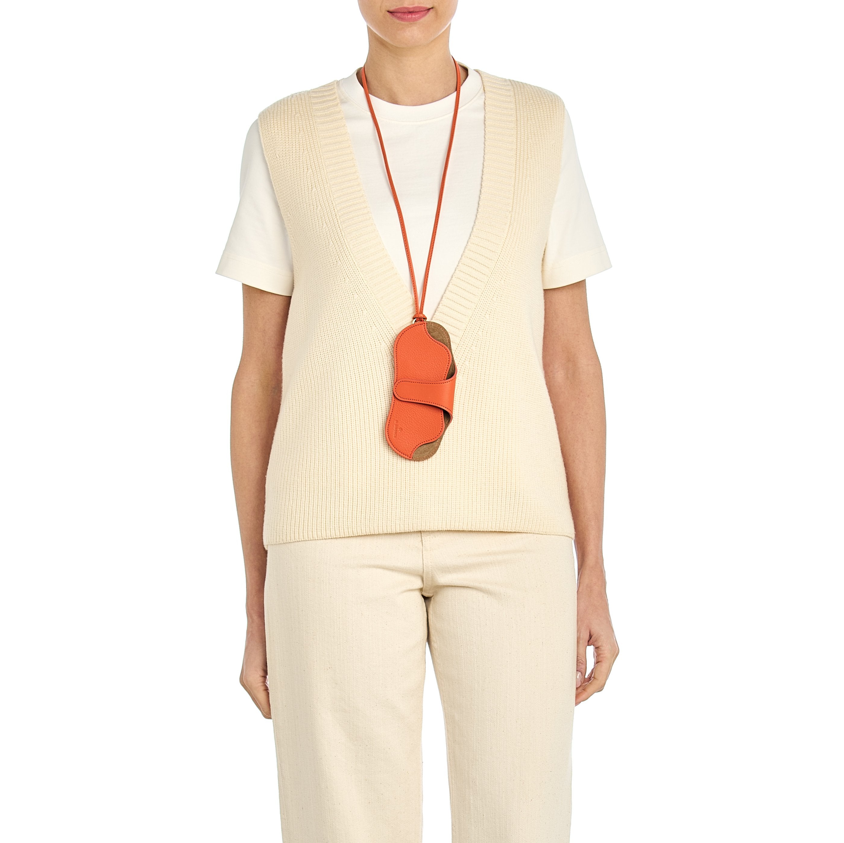 Nina | Custodia Occhiali da donna in pelle colore arancio pontormo