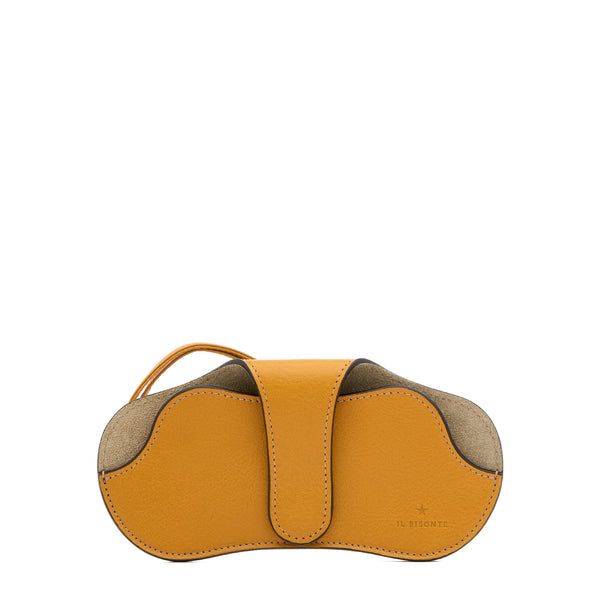 Nina | Women's glasses case in leather color yellow narciso — 
front view
