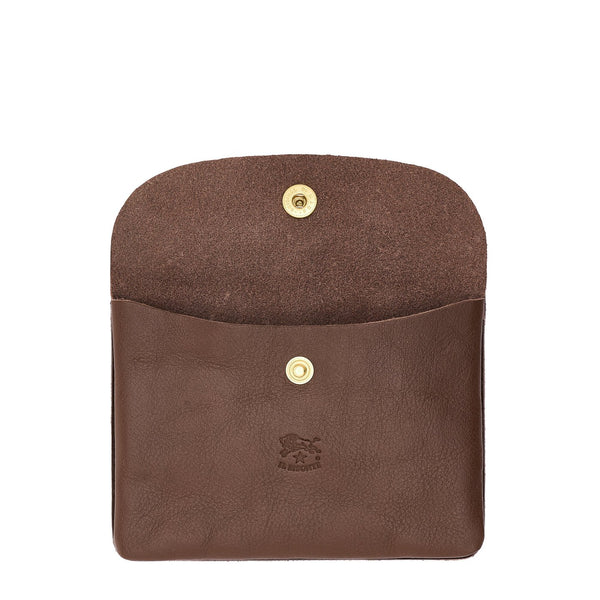 Pouch in leather color brown tabacco