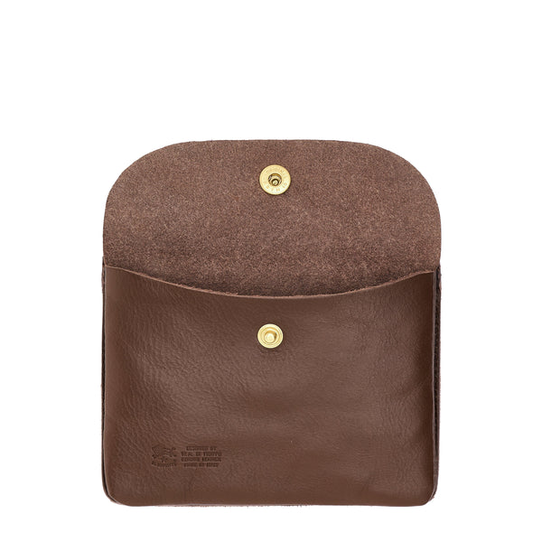 Pouch in leather color brown tabacco