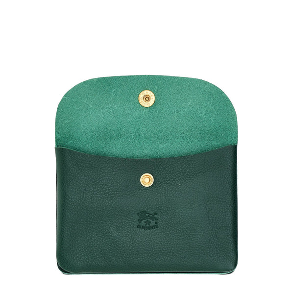 Pouch in leather color green oleandro