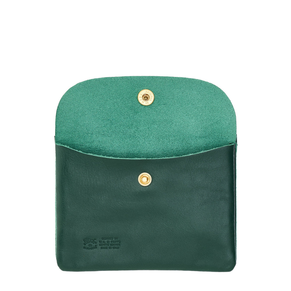 Pouch in leather color green oleandro — 
product detail view
 — 6 of 6